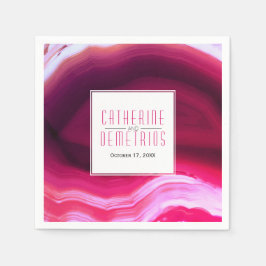 Fuchsia roze agaat slice geode moderne bruiloft servet