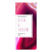 Fuchsia roze agaat slice modern huwelijksprogramma reclamekaart (Voorkant)
