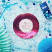 Fuchsia roze agate geo-moderne bruiloft papieren bordje (Feest)