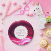 Fuchsia roze agate geo-moderne bruiloft papieren bordje (Feest)