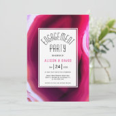 Fuchsia roze agate slice bruiloft verlofpartij kaart (Staand voorkant)