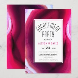 Fuchsia roze agate slice bruiloft verlofpartij kaart
