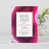 Fuchsia roze agate slice bruiloft vrijgezellenfees kaart (Staand voorkant)