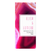 Fuchsia roze agate slice geode bruiloft menukaart reclamekaart (Voorkant)