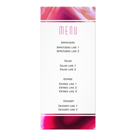 Fuchsia roze agate slice geode bruiloft menukaart reclamekaart (Achterkant)