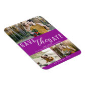 Fuchsia Roze Bewaar de datum Bruiloft 3 Foto's Magneet (Rechterzijde)