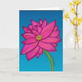 Fuchsia Roze Bloem met blauwe achtergrond Kaart (Gele Bloem)