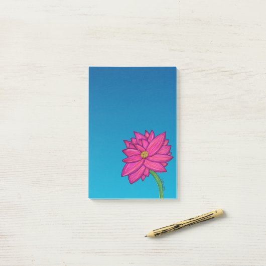 Fuchsia Roze Bloem Verticale Notities Post-it® Notes (Op bureau)