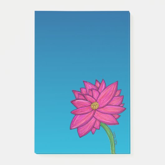 Fuchsia Roze Bloem Verticale Notities Post-it® Notes (Voorkant)