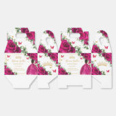 Fuchsia Roze Bloemen Bruin Meisje Sweet Quinceañer Bedankdoosjes (Ongevouwen)