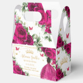 Fuchsia Roze Bloemen Bruin Meisje Sweet Quinceañer Bedankdoosjes (Open)