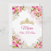 Fuchsia Roze Bloemen Mis XV Jaar Verjaardag  Kaart (Achterkant)