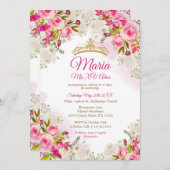 Fuchsia Roze Bloemen Mis XV Jaar Verjaardag  Kaart (Voorkant / Achterkant)