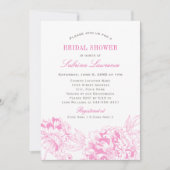 Fuchsia Roze Bloemen Pioen Bruiloft Vrijgezellenfe Kaart (Voorkant)