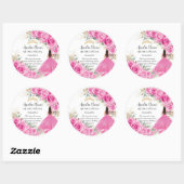 Fuchsia Roze Bloemen Prinses Goud Quinceañera XV Ronde Sticker (Vel)