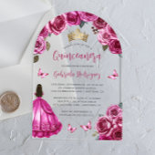 Fuchsia Roze Bloemen Rozen Waterverf Quinceañera Acryl Uitnodigingen