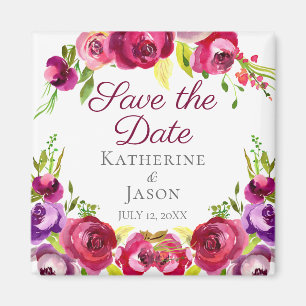 Fuchsia Roze Bloementuin Save the Date Magneet