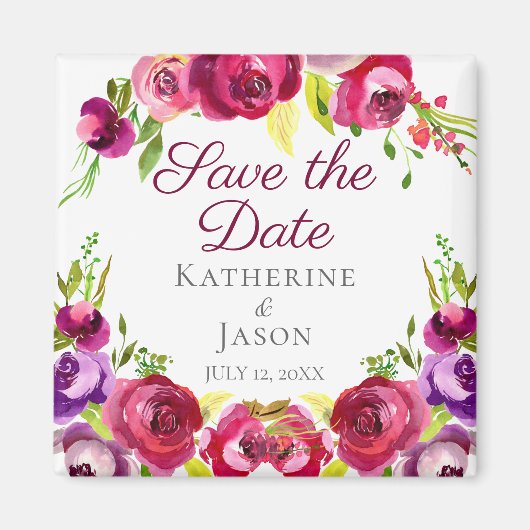 Fuchsia Roze Bloementuin Save the Date Magneet (Voorkant)