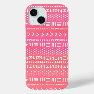 Fuchsia Roze Boho Strepen Patroon Schattige iPhone 15 Case