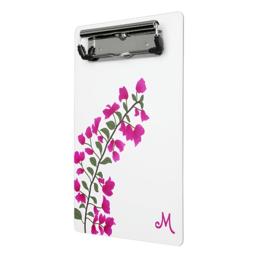 Fuchsia Roze Bougainvillea Monogram Mini Klembord (Angled2)