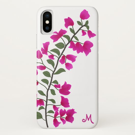 Fuchsia Roze Bougainvillea Monogram Telefoon Case (Achterkant)
