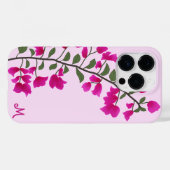 Fuchsia Roze Bougainvillea Monogram Telefoon Case (Achterkant (horizontaal))