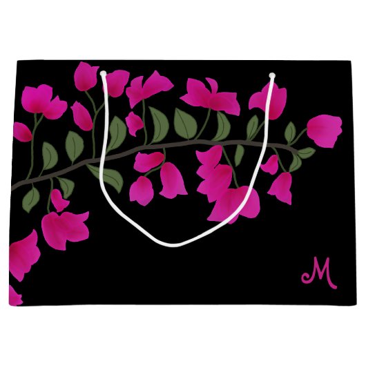 Fuchsia Roze Bougainvillea Monogramcadeautas Groot Cadeauzakje (Voorkant)