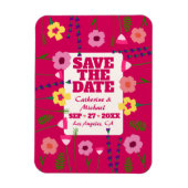 Fuchsia Roze Bright & Bold Kleurrijke Bloemen Magneet (Verticaal)