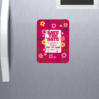 Fuchsia Roze Bright & Bold Kleurrijke Bloemen Magneet