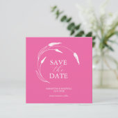 Fuchsia Roze Bruiloft Save The Date Sjablonen Kaart (Staand voorkant)