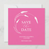 Fuchsia Roze Bruiloft Save The Date Sjablonen Kaart (Voorkant)