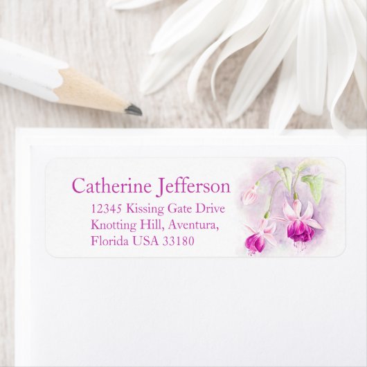 Fuchsia roze bruiloft slim antwoord adreslabel etiket (Insitu)