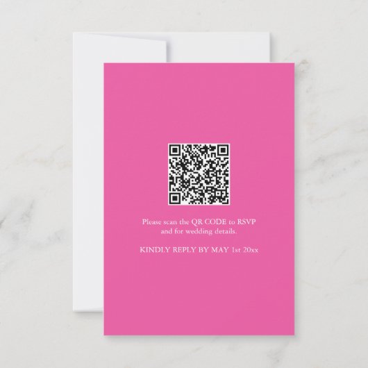 Fuchsia Roze bruiloft uitnodiging met QR-code (Achterkant)