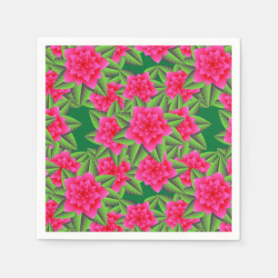 Fuchsia Roze Camelia's en Groene Bladeren Servet