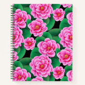 Fuchsia Roze Camellias en Groene bladeren Journal Notitieboek (Voorkant)