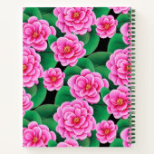 Fuchsia Roze Camellias en Groene bladeren Journal Notitieboek (Achterkant)