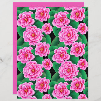 Fuchsia Roze Camellias en Jade Groene bladeren