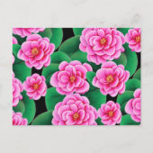 Fuchsia Roze Camellias en Jade Groene bladeren Briefkaart (Voorkant)