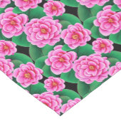 Fuchsia Roze Camellias en Jade Groene bladeren Korte Tafelloper (Hoek)