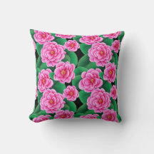 Fuchsia Roze Camellias en Jade Groene bladeren