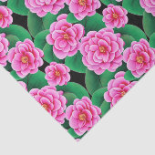 Fuchsia Roze Camellias en Jade Groene bladeren Tissuepapier (Detail)