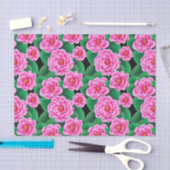 Fuchsia Roze Camellias en Jade Groene bladeren Tissuepapier (Craft)