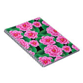 Fuchsia Roze Camellias & Jade Groene bladeren Notitieboek (Rechterzijde)