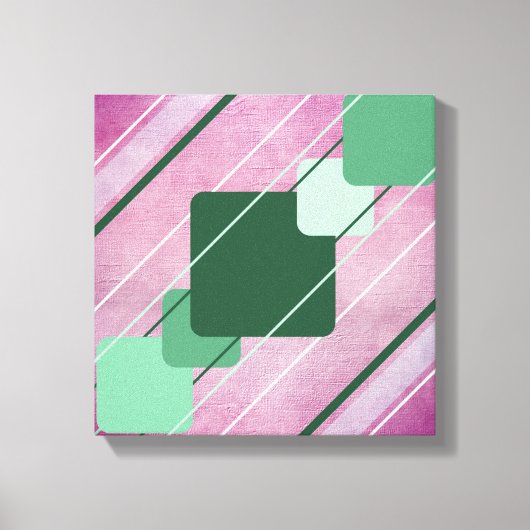 Fuchsia Roze Canvas Groen Geometrisch Gewikkeld Ca Afdruk (Voorkant)