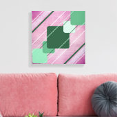 Fuchsia Roze Canvas Groen Geometrisch Gewikkeld Ca Afdruk (Insitu (Woonkamer))