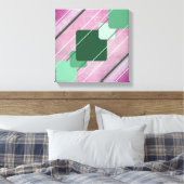 Fuchsia Roze Canvas Groen Geometrisch Gewikkeld Ca Afdruk (Insitu (Slaapkamer))