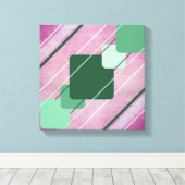 Fuchsia Roze Canvas Groen Geometrisch Gewikkeld Ca Afdruk (Insitu (Houten vloer))