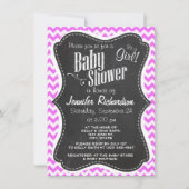 Fuchsia Roze Chevron Stripes; Krijtbordlook Kaart (Voorkant)