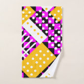 Fuchsia roze en geel bad handdoek (Handdoek)