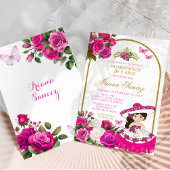 Fuchsia Roze en Goud Presentacinón De 3 Anos Kaart